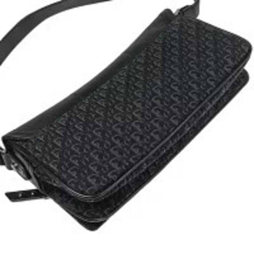 Dior black canvas bag shoulder Hobo Trotter Christian Black
